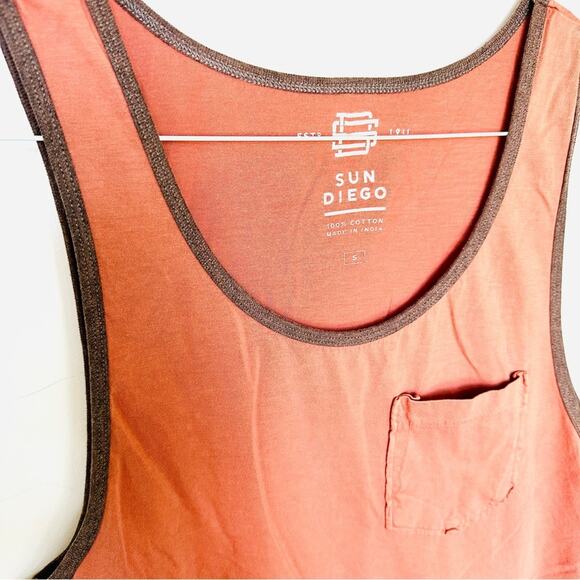 MENS SUN DIEGO Navy Blue Pink Aqua Grey Two Tone Sleeveless Tank Top Pocket S - Picture 10 of 16